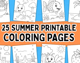 Summer Coloring Pages: 25 Beach, Animals, & Sunshine Printables (Digital Download)