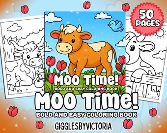 Cow Coloring Book: 50 Farm Animal Pages for Kids (Printable)
