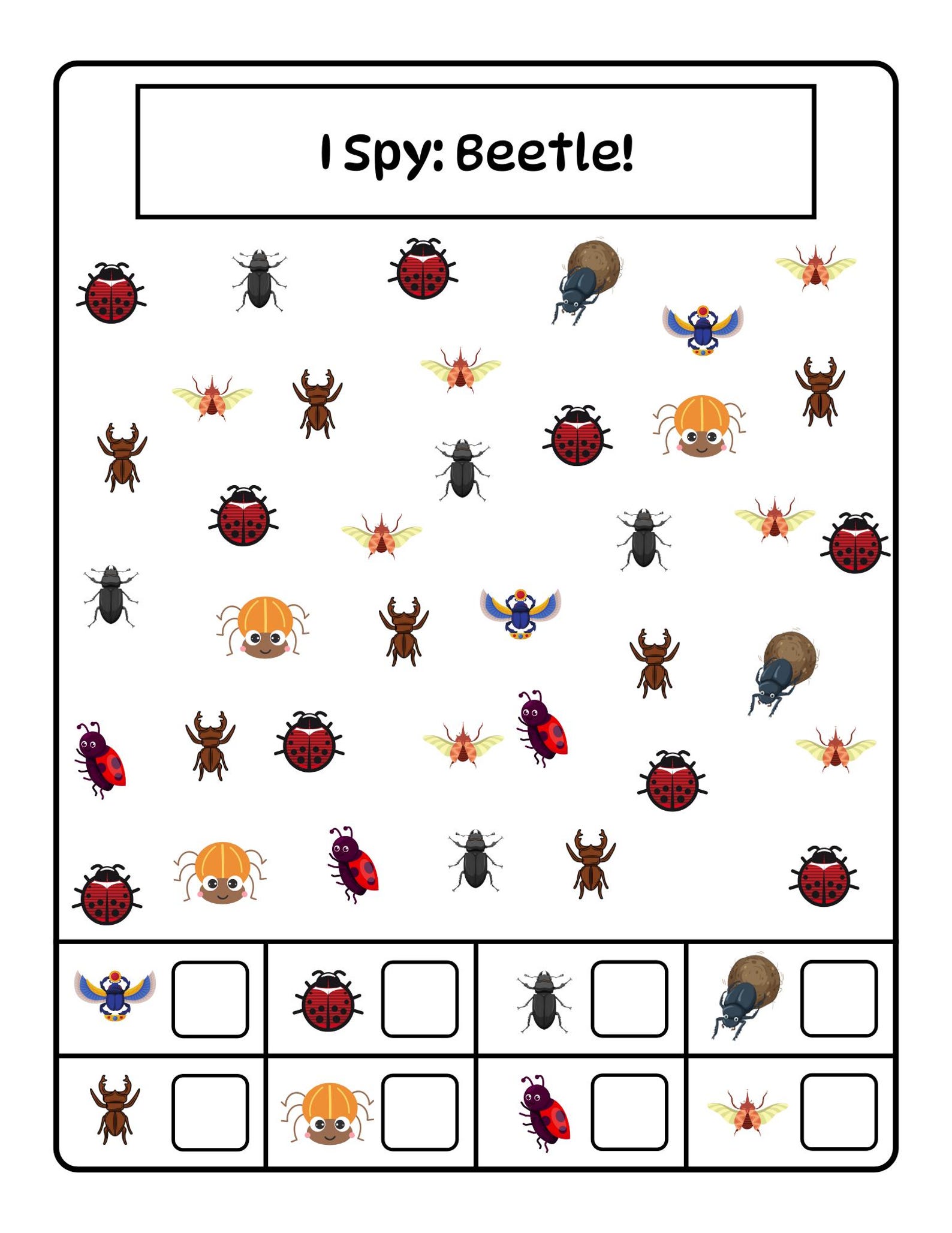 I Spy Bugs, 15 Fun Search & Find Activity Pages for Kids, Printable ...