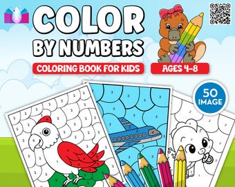 Color by Number Coloring Pages for Kids – Instant Download PDF