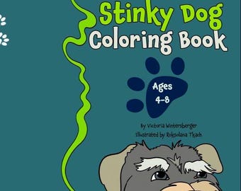 Livro de colorir engraçado de cachorro fedorento: mais de 30 páginas fáceis de animais (download digital)