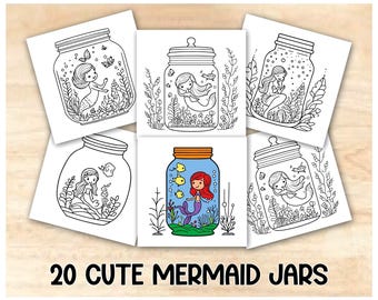 Mermaid Coloring Pages: Fantasy Ocean Printable Sheets (Digital Download)