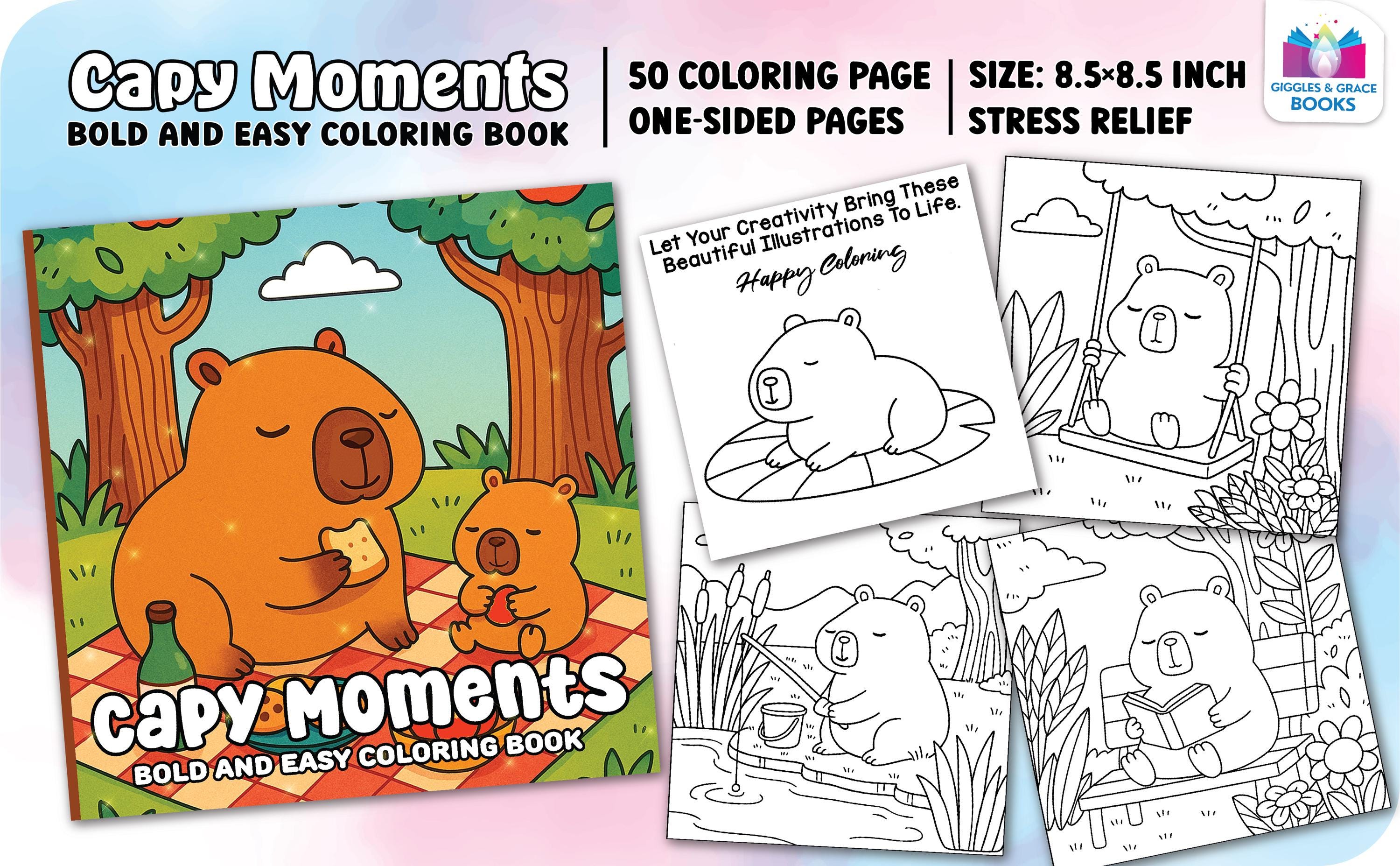 Capy Moments Bold and Easy Coloring Book - Etsy