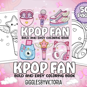 K-Pop Fan: gedurfd en eenvoudig digitaal kleurboek (digitale download)
