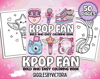 K-Pop Fan: Bold and Easy Digital Coloring Book (Digital Download)