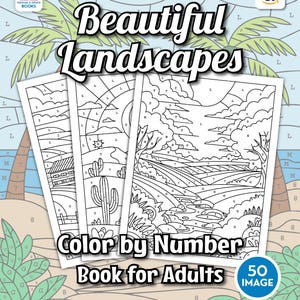 Landscape Color-by-Number for Adults: Relaxing Nature Scenes (Digital Download) image 1
