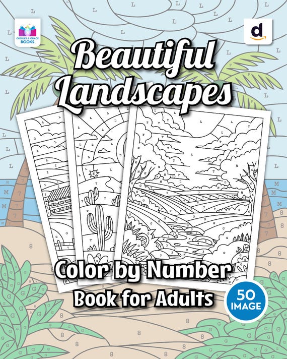 Landscape Color-by-Number for Adults: Relaxing Nature Scenes (Digital Download)