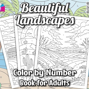 Landscape Color-by-Number for Adults: Relaxing Nature Scenes (Digital Download) image 2