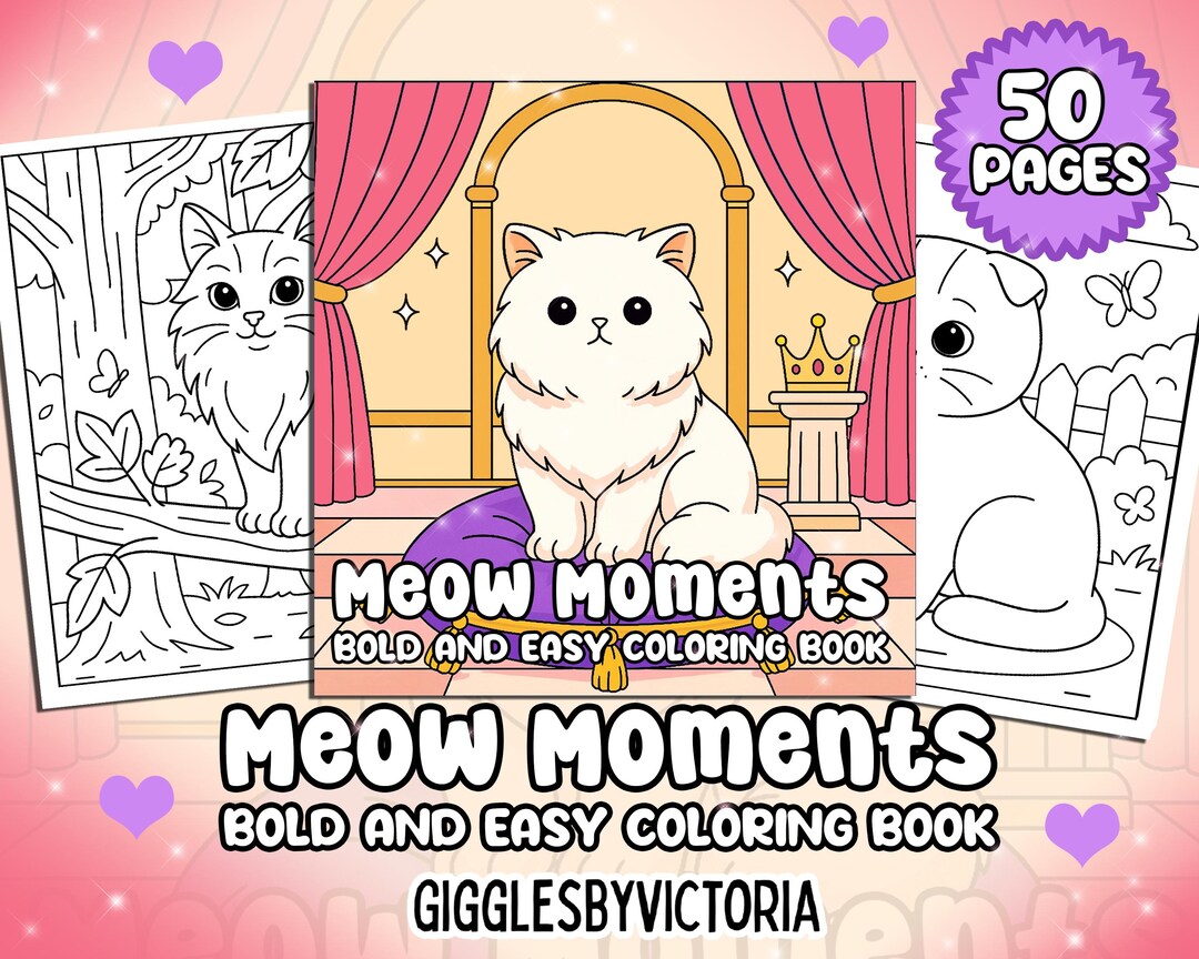 Cat Coloring Book – 50 Bold & Easy Pages (instant Download) - Etsy