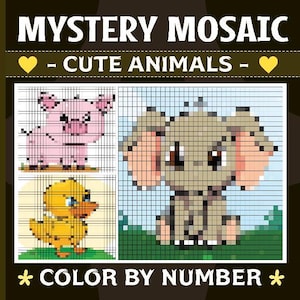 Animal Color by Number Book: Mystery Mosaic Pixel Art (PDF)