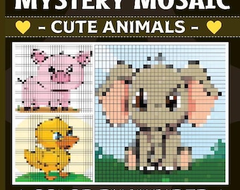 Animal Color by Number Book: Mystery Mosaic Pixel Art (PDF)