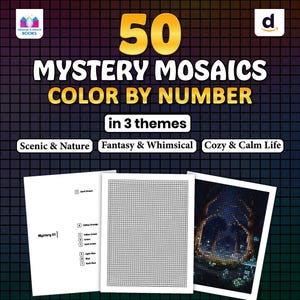 50 Mystery Color by Number Pages – Scenic, Fantasy, Cozy Themes (Digital File)