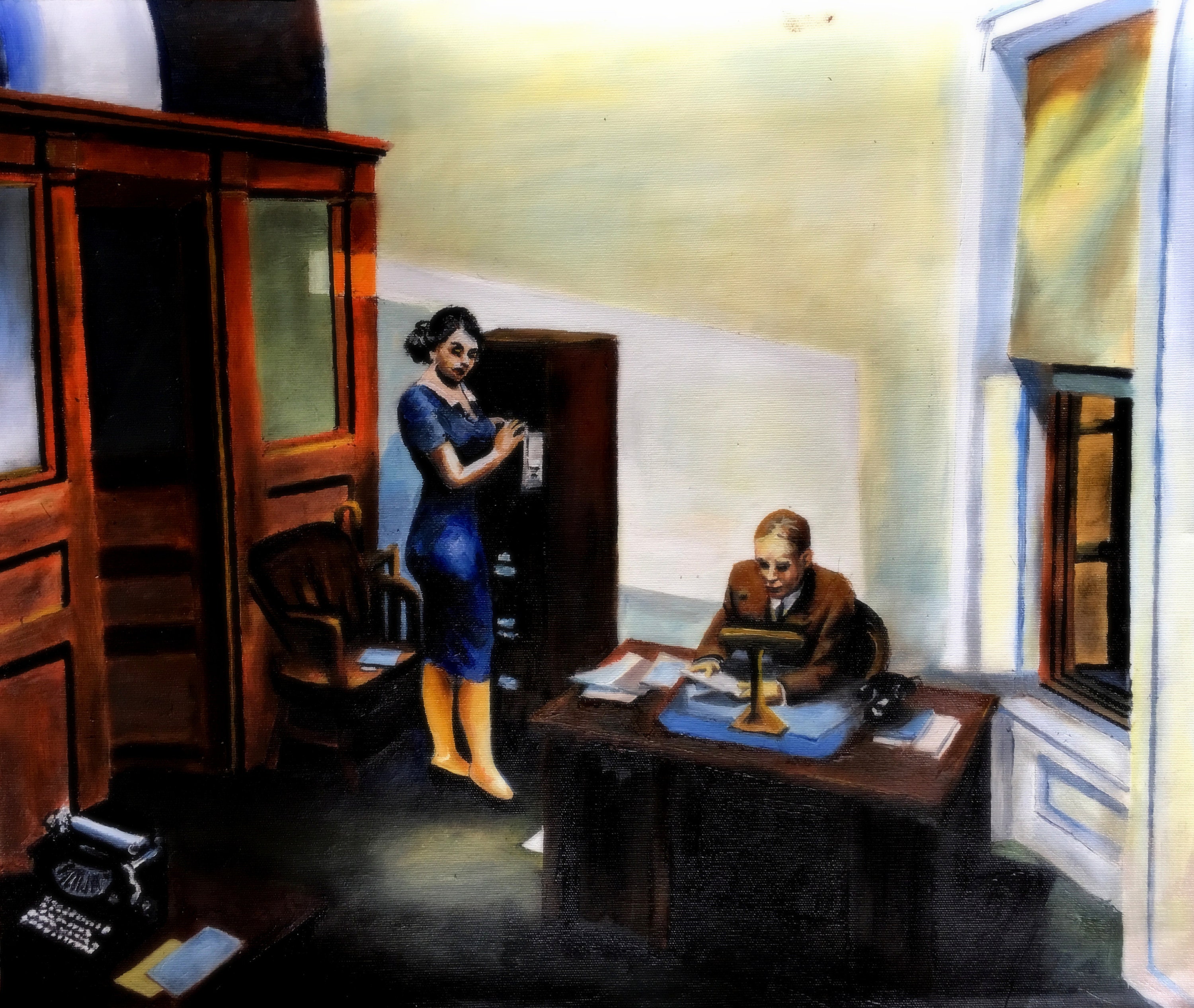 エドワード・ホッパー 美品　アートポスター(office at night) Edward Hopper Office at Night 1940 Walker Art Center Quality