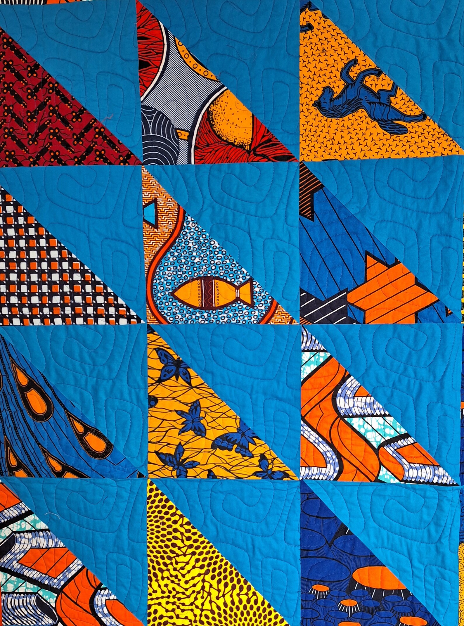 OOAK AFRICAN QUILT Handmade With Multi Colors Ankara Print Fabrics. It