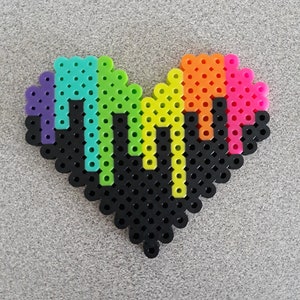Rainbow Drip Perler Heart Colorful Paint Drip Contrast Pixel Art