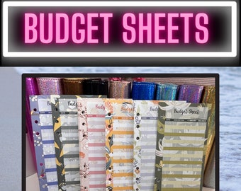 Cash Envelope Budgeting Sheets ONLY, Money Tracker, Bundle of 12 sheets, Budget Inserts, A6 Budget Insert Trackers, Green set
