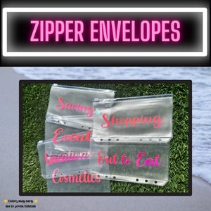 SOMENTE envelopes com zíper | Sistema de envelopes para dinheiro | Pasta A6 | Planejador de orçamento | Envelopes para dinheiro | Pasta de orçamento | Personalizado | Carteira de envelopes