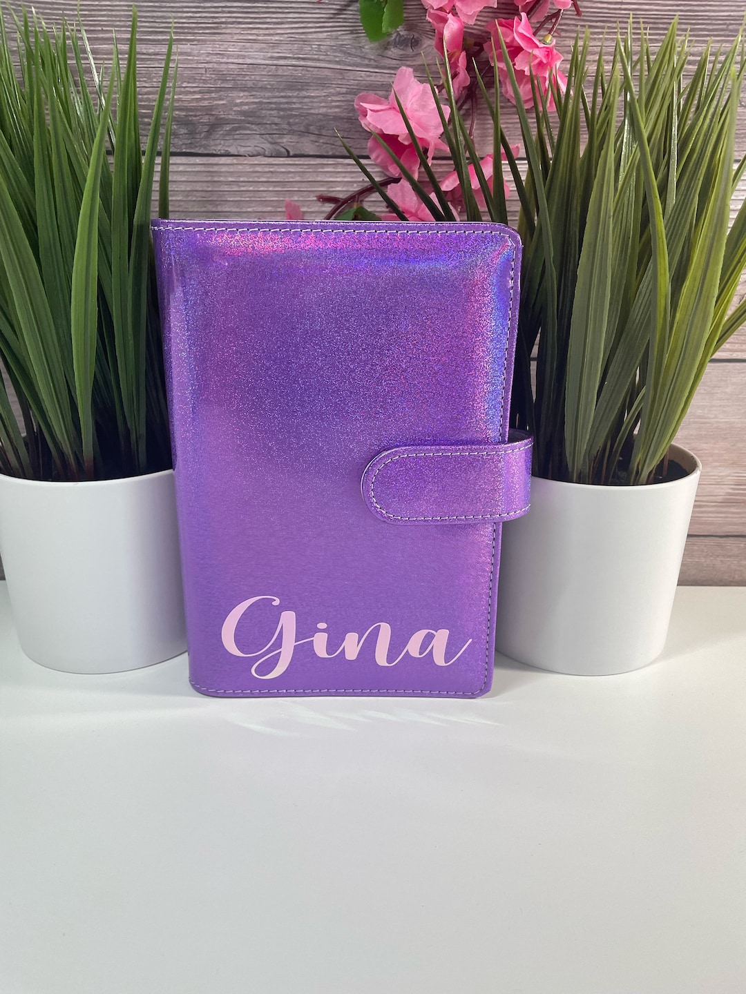 Personalized Glitter Holographic Budget Binder & 6 Envelopes Cash
