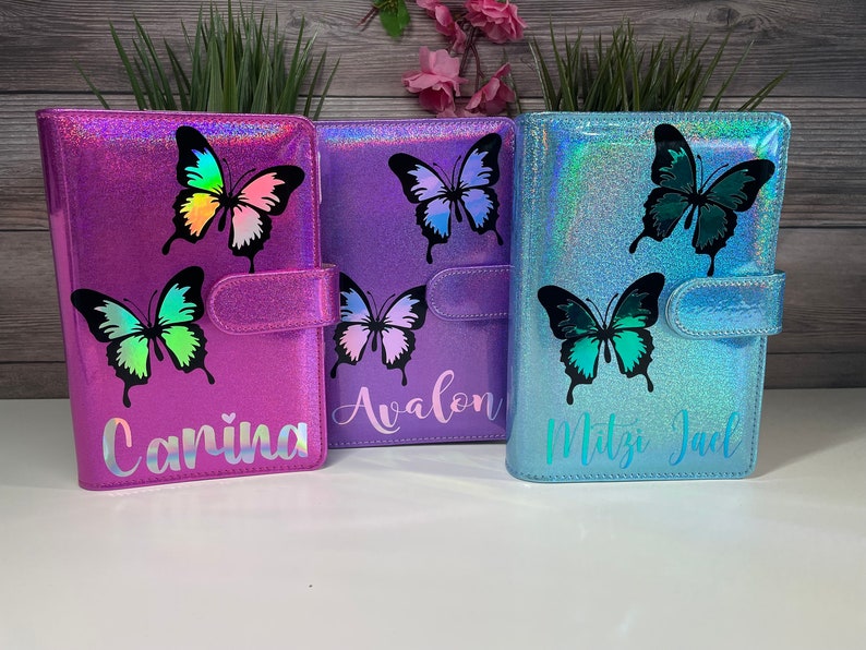 Personalized Glitter Holographic Budget Binder & 6 envelopes Cash Envelope System A6 Binder Budget Planner Money Envelopes image 10