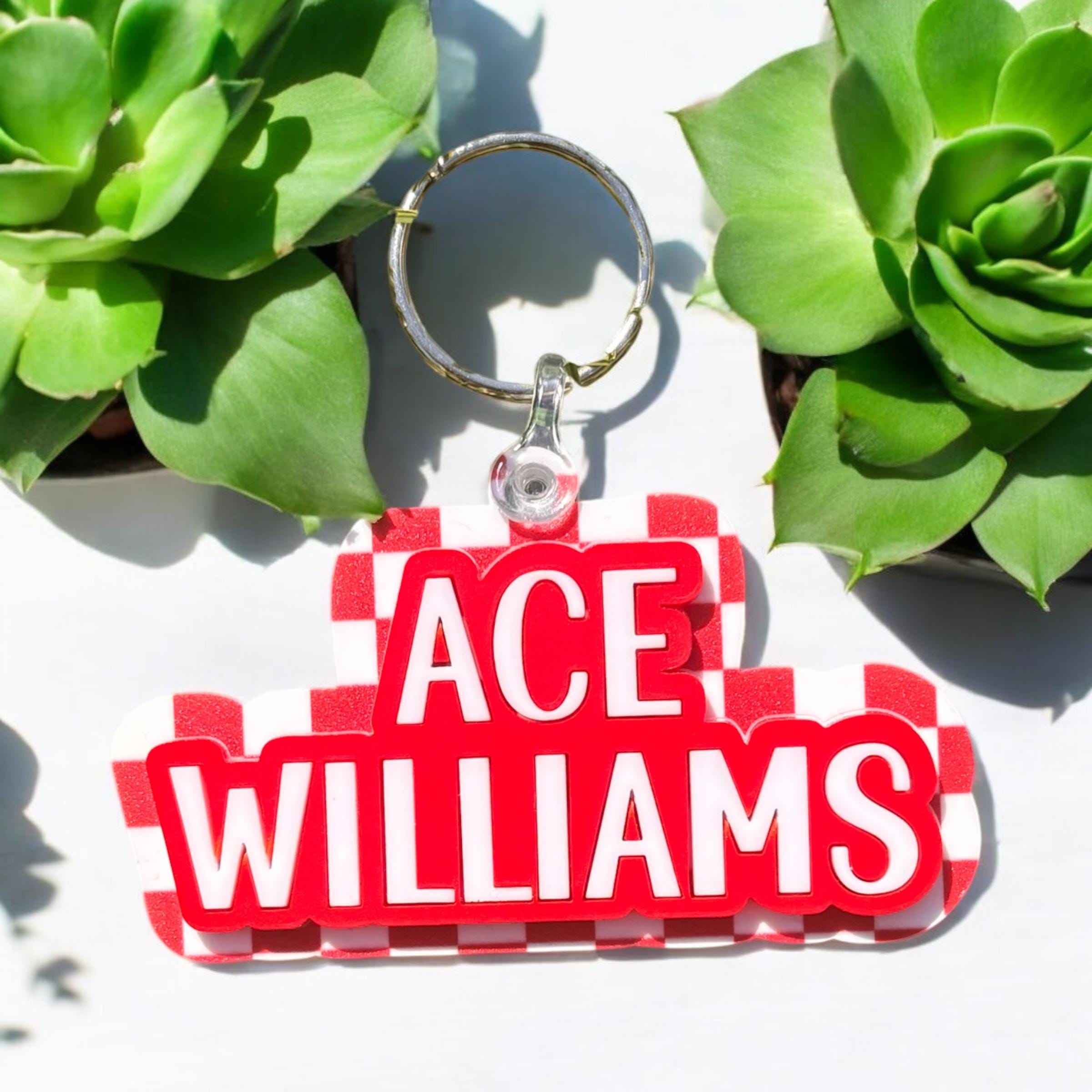 Checkered Name Keychain,  Personalized Name Tag, Suitcase Tag, Backpack Tag, Lunchbox Name Tag, Perfect Gift