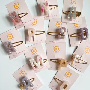 Resin Initial Hair Clip: Letter Alligator Clip