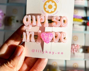 Girl so in love alligator clip set