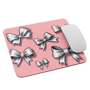 Pink Bow Mouse Pad: Coquette Desk Decor