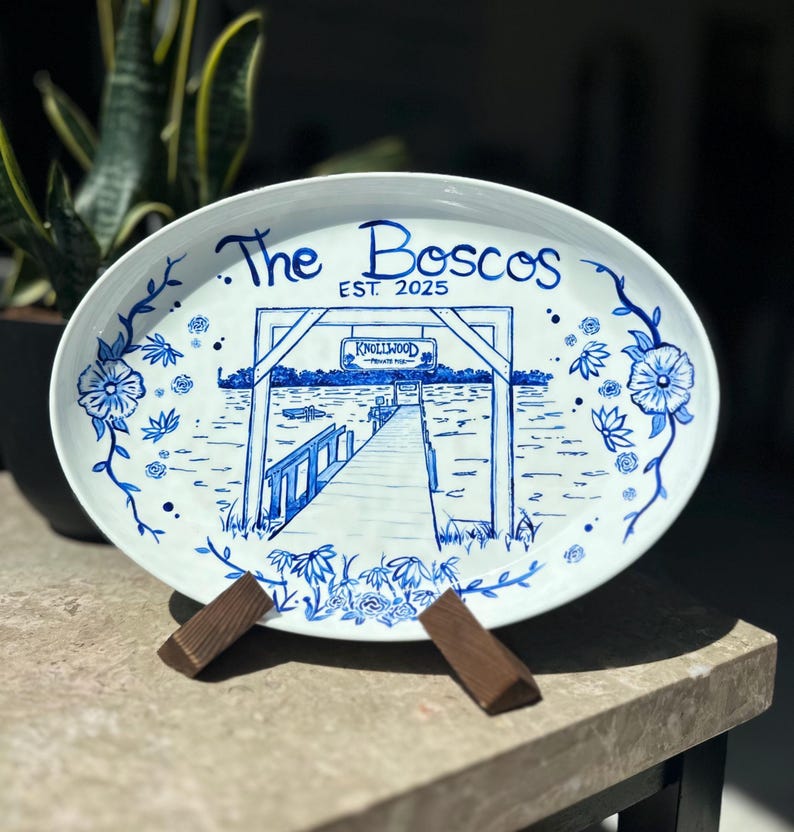 Custom Hand-Painted Platter Plate – Wedding Venue Plate