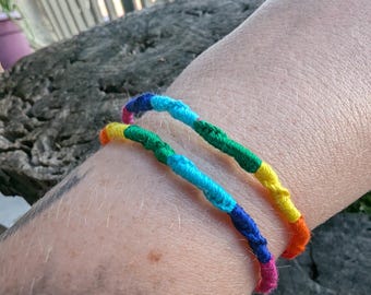 Original Pride Flag Rainbow Bracelet – Handmade Spiral Friendship Bracelet