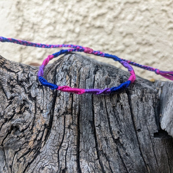 Blue, Purple, Pink Bisexual Pride Handmade Friendship Bracelet / LGBT Pride Flag / Adjustable Jewelry / Gay Lesbian Bisexual Trans