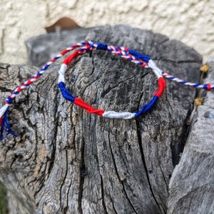 American Flag, Red White Blue Friendship Bracelet, Colored Handmade Bracelet, American Pride, Patriotic, Gift for Her, Fourth of July, USA