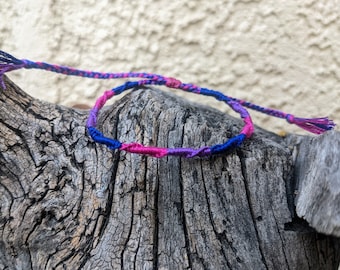 Blue, Purple, Pink Bisexual Pride Handmade Friendship Bracelet / LGBT Pride Flag / Adjustable Jewelry / Gay Lesbian Bisexual Trans