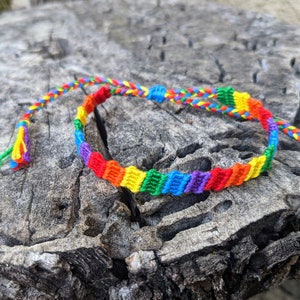 Rainbow Pride Handmade Friendship Bracelet / LGBT Pride Adjustable Pride Jewelry / Gay Lesbian Bisexual Trans Partner Gift / Subtle Pride