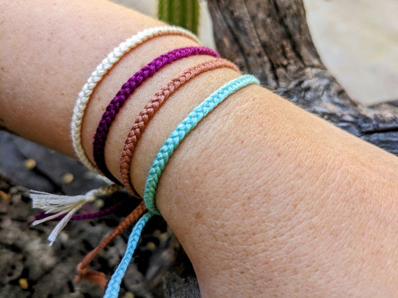 Friendship Bracelet Set With Metallic Threads Hand Knotted