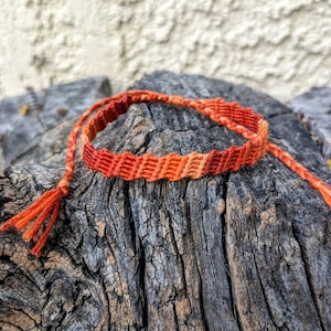 Burnt Orange Gradient Handmade Friendship Bracelet, Adjustable Woven Gift, Surfer Girl Beach Accessories, Ocean Theme, Simple Jewelry