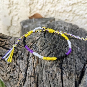 Nonbinary Pride Handmade Friendship Bracelet / LGBT Pride Yellow, Purple, Black and White/ Adjustable Bracelet / Gay Lesbian Bisexual Trans