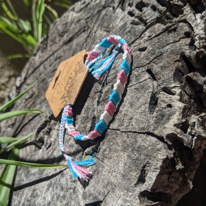 Pink White Blue, Transexual Flag Pride Friendship Bracelet, Handmade Bracelet, perfect gift for PRIDE, LGBTQ+