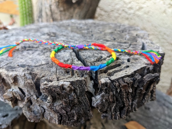 Rainbow Pride Handmade Friendship Bracelet LGBT Pride Adjustable Subtle  Gift Gay Lesbian Bisexual Trans Discreet Pride Flag