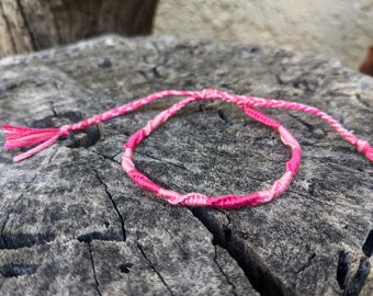 Dark and Light Pink Breast Cancer Awareness Handmade Friendship Bracelet, Gifts for Her, Pink Ribbon Support