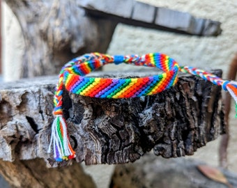 Rainbow Pride Bracelet, LGBT Pride Friendship Bracelet, Adjustable Woven Jewelry, LGBTQ+, Small Subtle Partner Gift