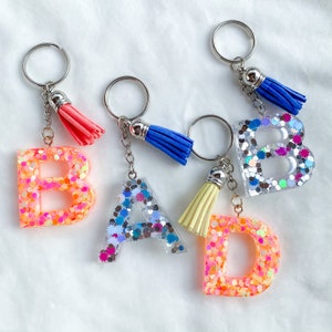 Resin Initial Keychain: Personalized Confetti Letter Keychain
