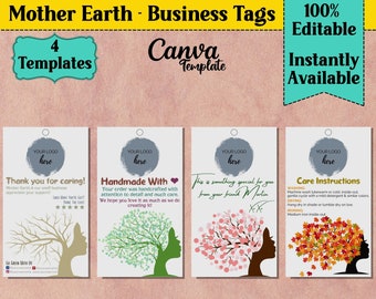 Eco Friendly Business Tags Set | Canva Template | Eco Thank You Tag | Handmade Custom Tag | Eco Friendly Tag | Printable Care Instructions