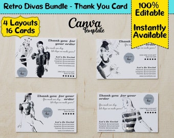 Vintage Business Thank You Card Templates Set | Packaging Insert Bundle | Retro Editable Thank You | Thank You Vintage | Custom Thank You