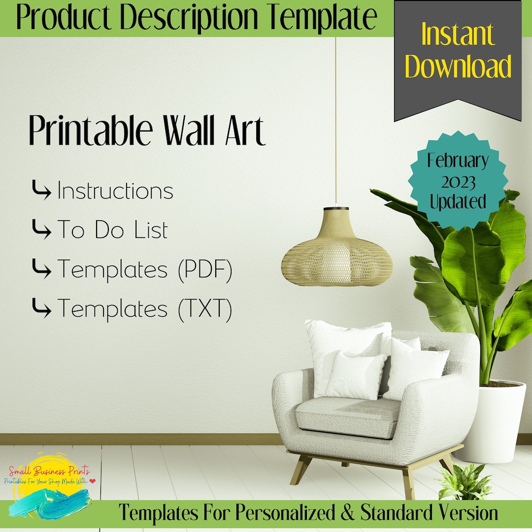 Digital Wall Art Description Template Product Description Template