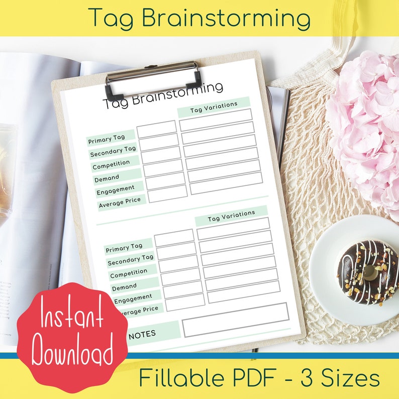 Etsy Tag Brainstorming Etsy SEO Worksheet Etsy Keywords Etsy Listing