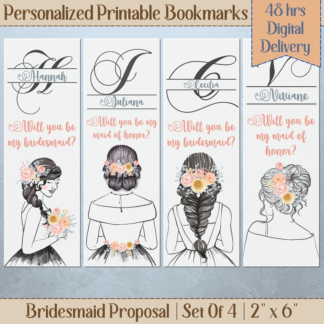 Bridesmaid Proposal Printable Bookmarks Will You Be My Maid of Honor ...