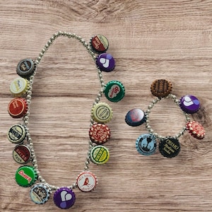 Bohemian Bliss: Upcycled Bottle Cap Necklace & Bracelet Set