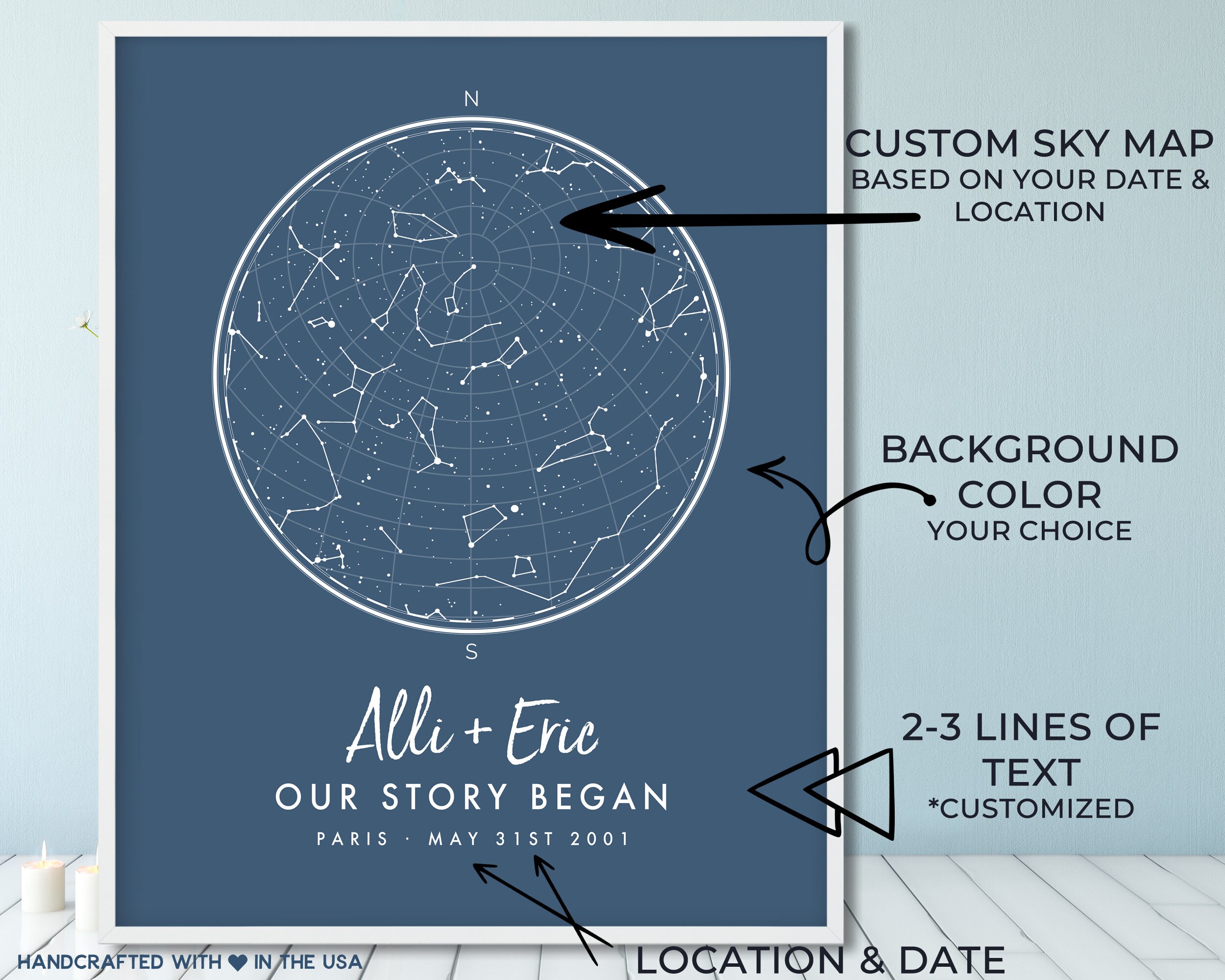 Star Map Print Custom by Date PRINTABLE Star Chart Poster | Etsy