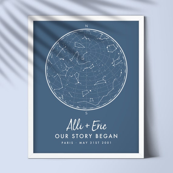 Star Map Print Custom by Date PRINTABLE Star Chart Poster | Etsy