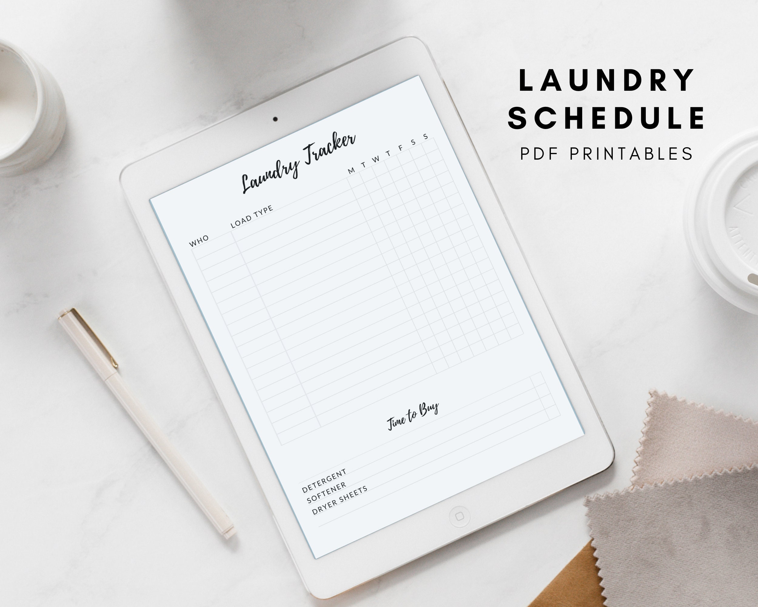 Limpieza y horario de lavandería para iPad Limpieza | Etsy